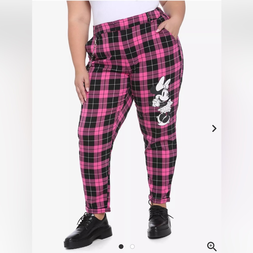 Disney Minnie Mouse Black and Pink Plaid Pants plus size 2X Hot Topic